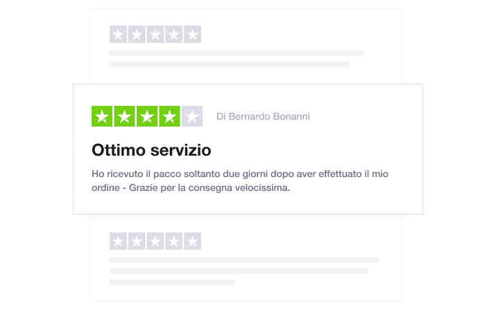 Illustration showing Trustpilot's Review Tagging feature in a Targeted TrustBox widget IT - Targeted TrustBox