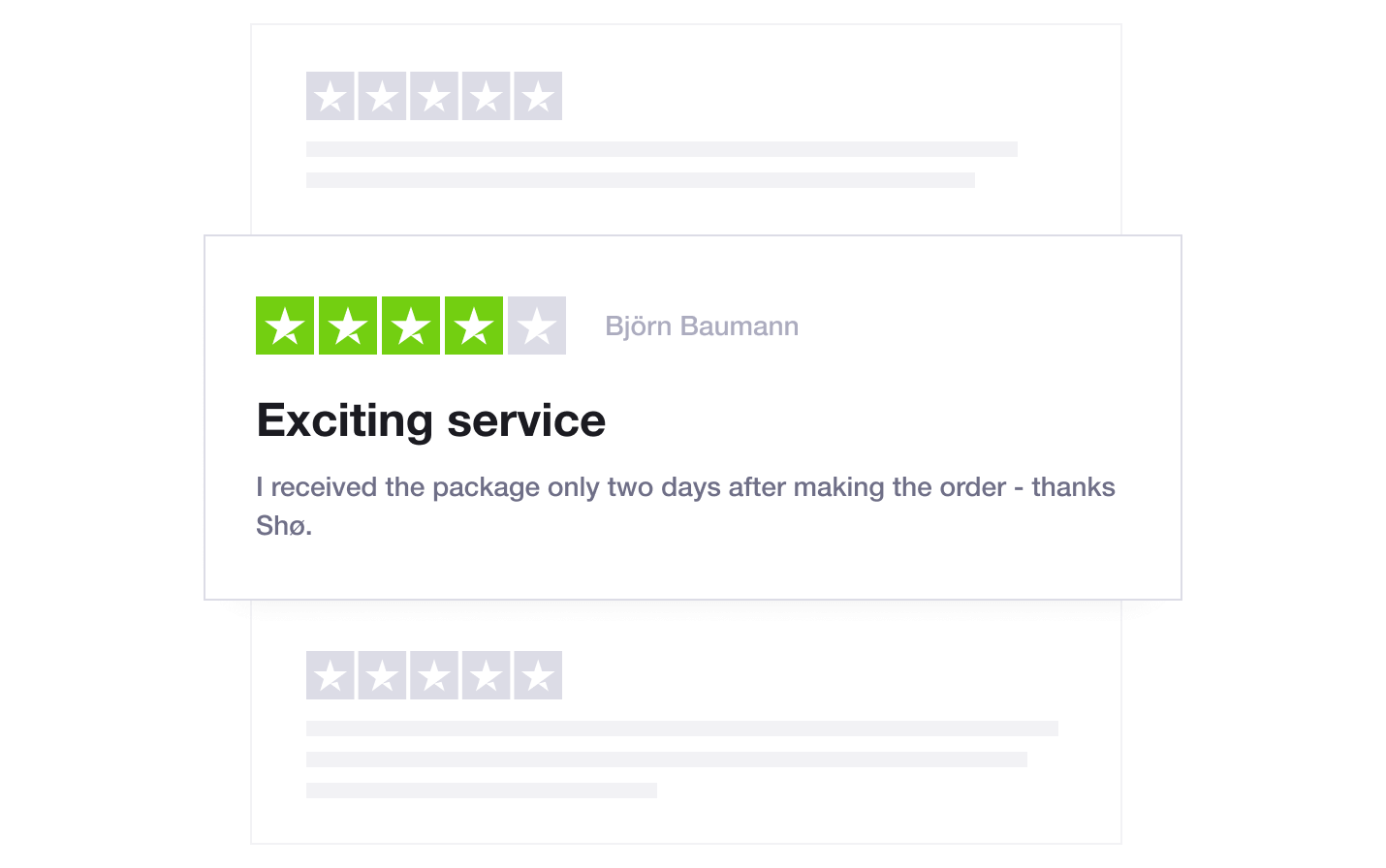 Illustration showing Trustpilot's Review Tagging feature in a Targeted TrustBox widget Targeted TrustBox widget