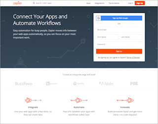 screenshot zapier website 700x550