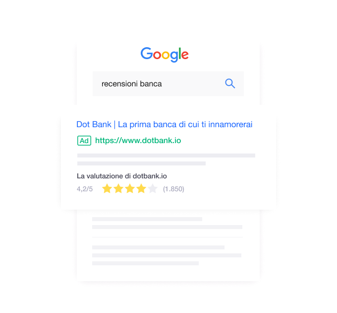 Illustration of a company ranking in a Google search with Trustpilot customer reviews IT - Jumbotron main image - desktop