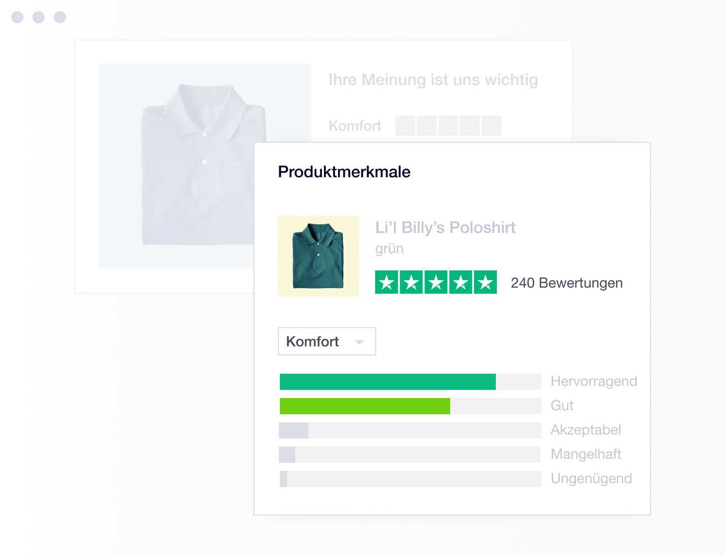Product illustration of Trustpilot product review ratings shown per category DE - Gain new insight into your products-min