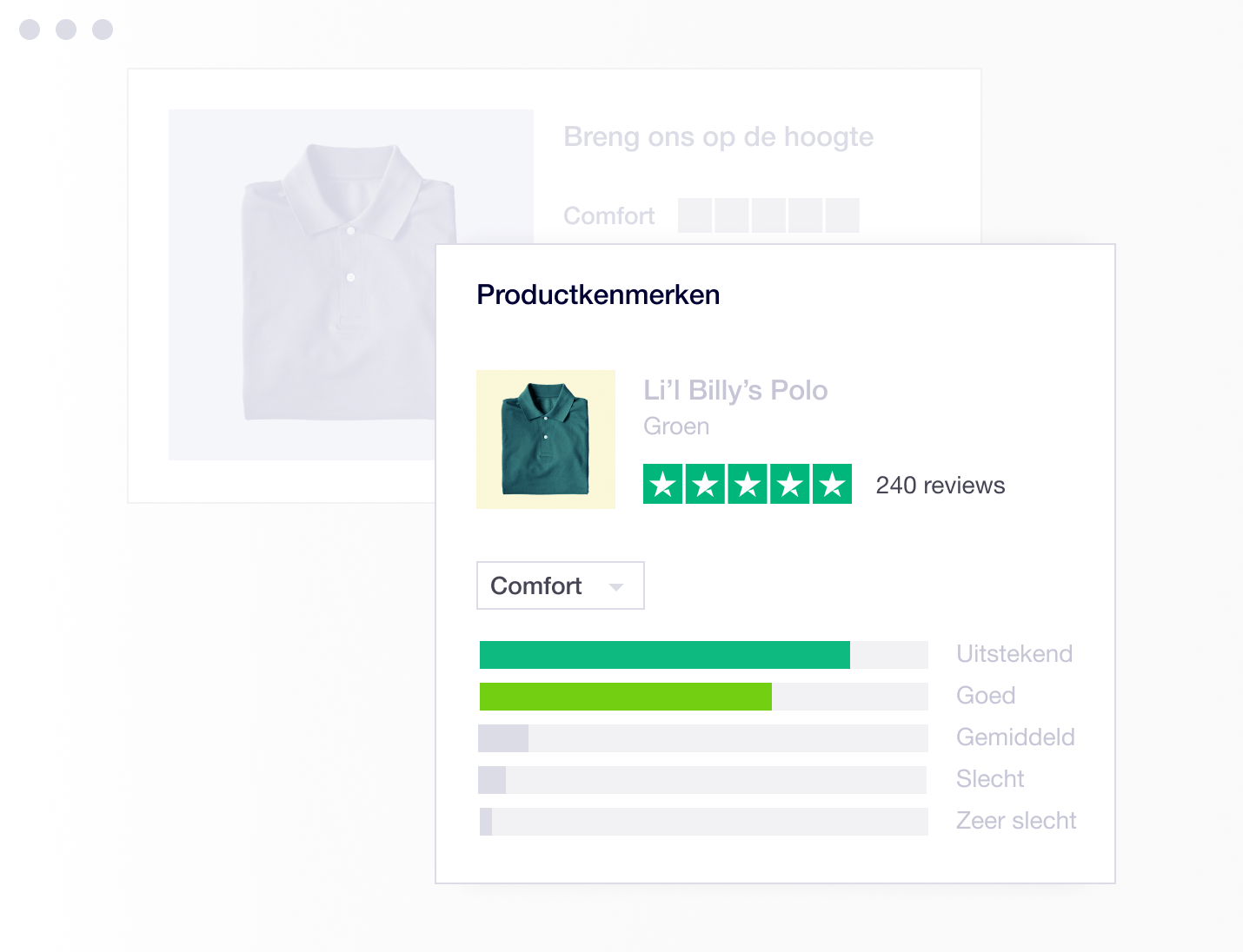 Product illustration of Trustpilot product review ratings shown per category NL - Gain new insight into your products-min