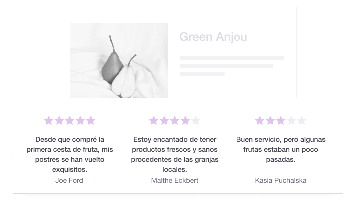 Illustration showing how Trustpilot's display API can be used to personalize TrustBox widgets ES - Display API