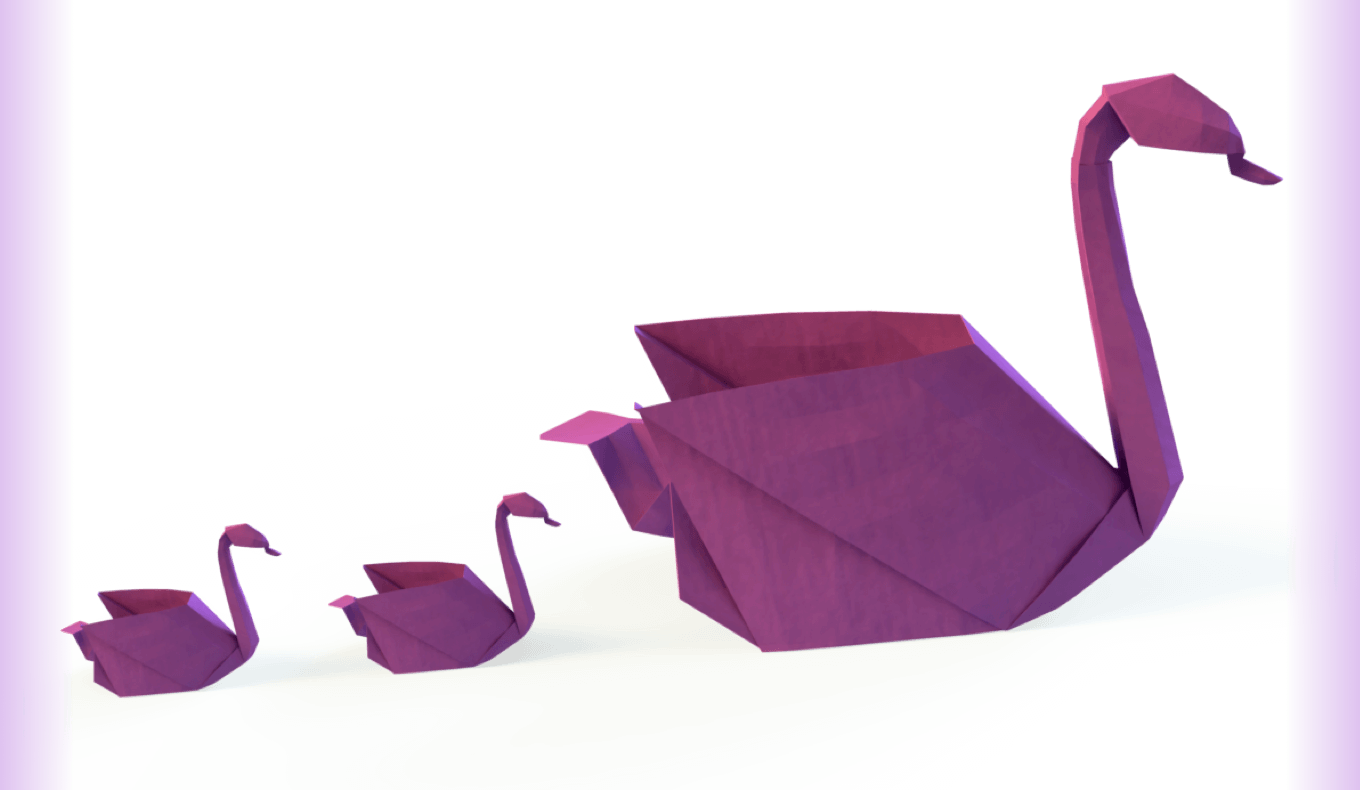 3 purple origami swans 3 purple origami swans -mobile