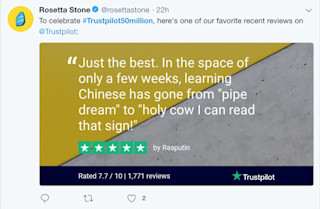 Example of rosetta stone social post Trustpilot review rosetta stone social post trustpilot review