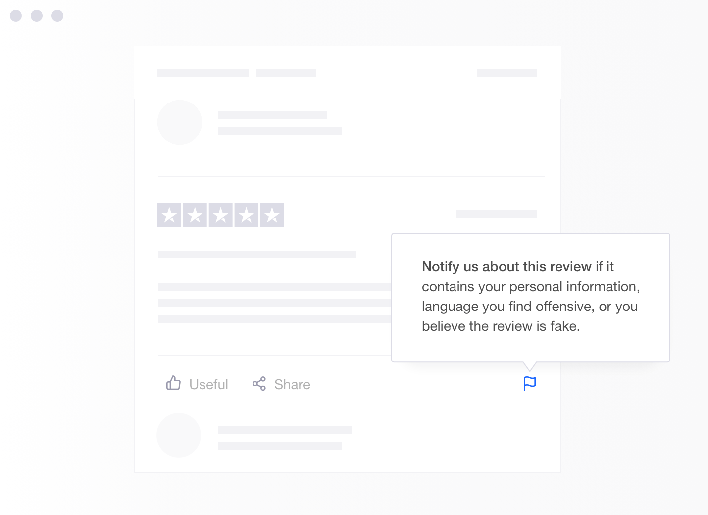 Illustration showing Trustpilot's whistleblower tool for reporting reviews Features - Platform Safeguards - Community whistleblowers - Image