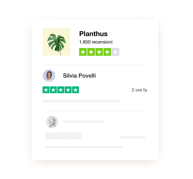 A review of Planthus showing Trustpilot reviews IT - Jumbotron main image - desktop-min