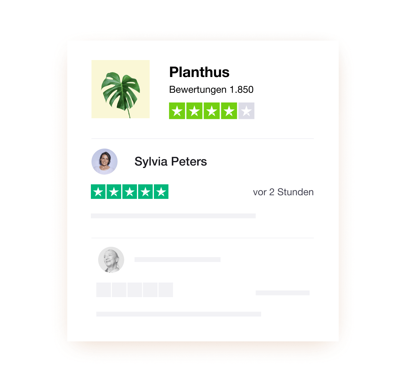 A review of Planthus showing Trustpilot reviews DE - Jumbotron main image - desktop