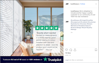 Luxaflex Uses Social Proof on Organic Social