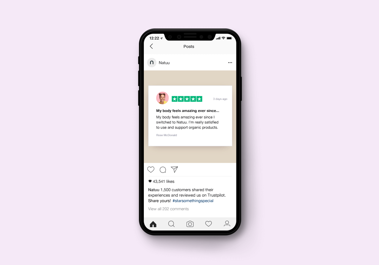 Trustpilot review ad on Instagram - tablet-mobile Trustpilot retargeting ad on Instagram - mobile