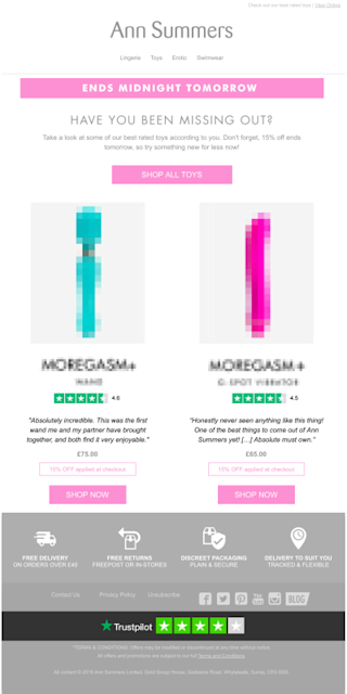 Ann Summers - Product Reviews in email Ann Summers - Product Reviews in email