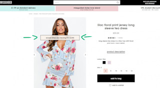 Social proof on the website of Missguided social proof example