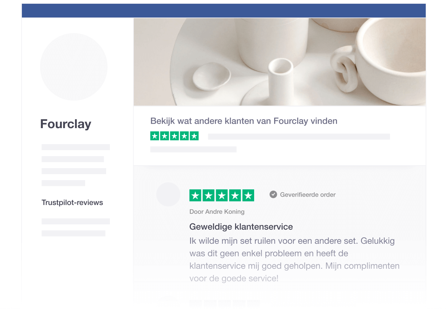 Illustration of Trustpilot's social media tool for sharing reviews on Facebook NL - Facebook