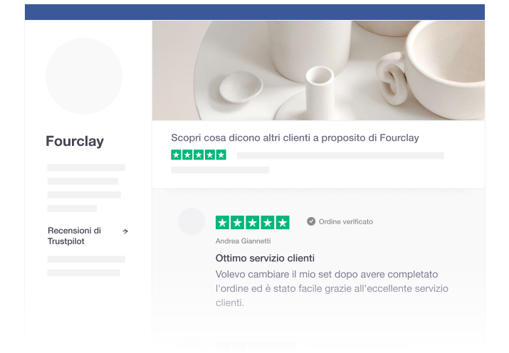 Illustration of Trustpilot's social media tool for sharing reviews on Facebook IT - Facebook