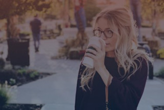 Woman drinking coffee on the streets Webinar consumer insights