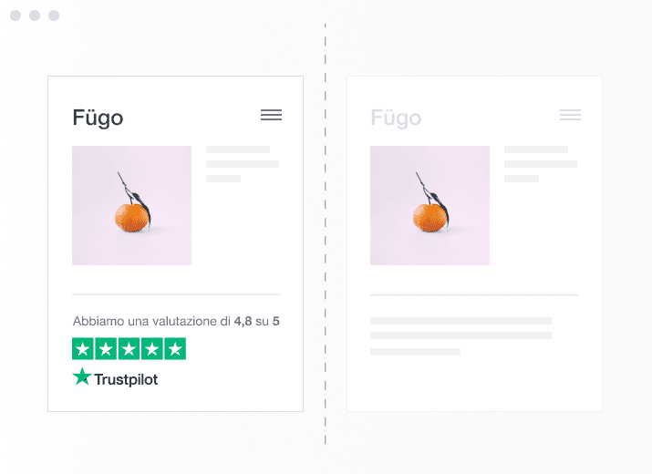 An illustration showing how Trustpilot's TrustBox Optimizer can be used to split test TrustBox performance IT - TrustBox Optimizer