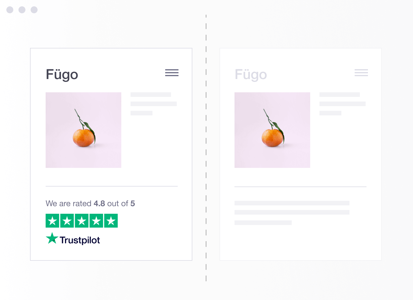An illustration showing how Trustpilot's TrustBox Optimizer can be used to split test TrustBox performance Trustpilot's TrustBox Optimizer