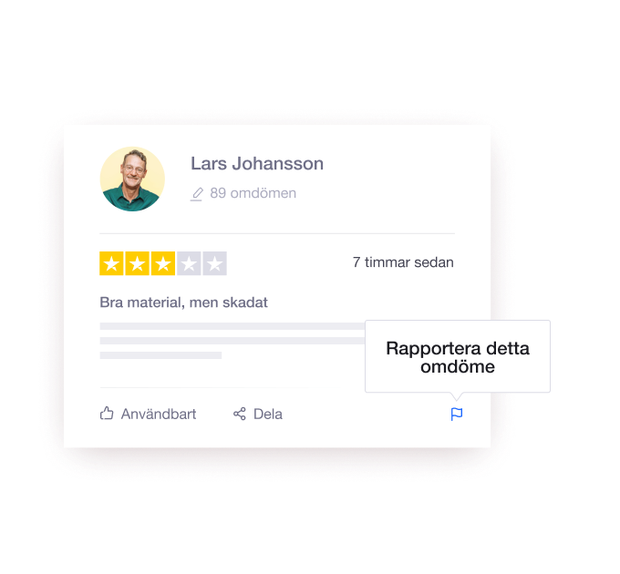 Illustration of Trustpilot's review flagging functionality SE - Jumbotron main image - desktop