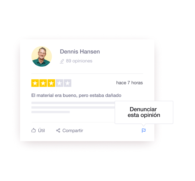 Illustration of Trustpilot's review flagging functionality ES - Jumbotron main image - desktop