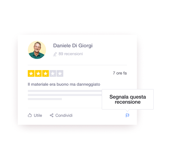 Illustration of Trustpilot's review flagging functionality IT - Jumbotron main image - desktop