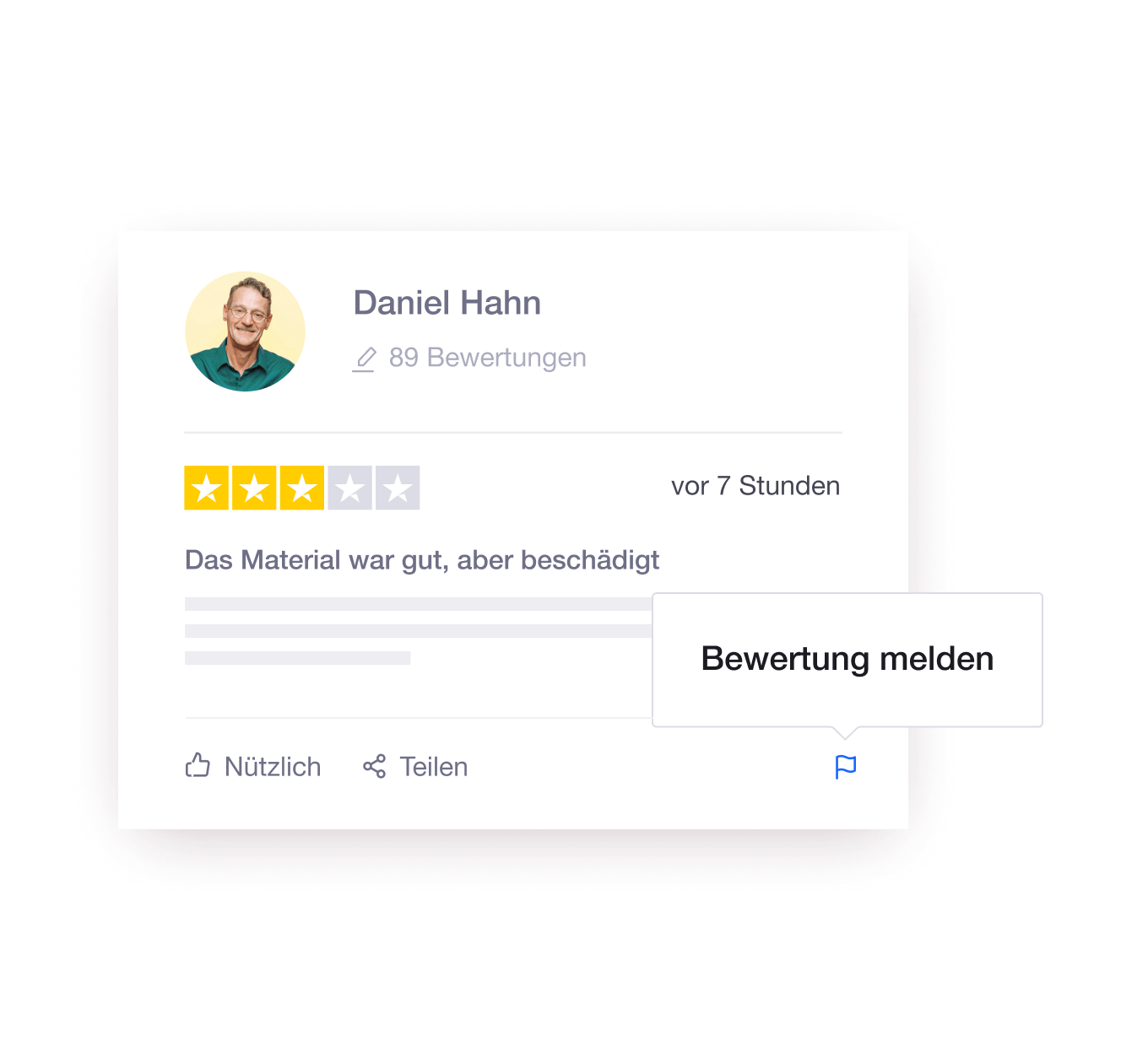 Illustration of Trustpilot's review flagging functionality DE - Jumbotron main image - desktop