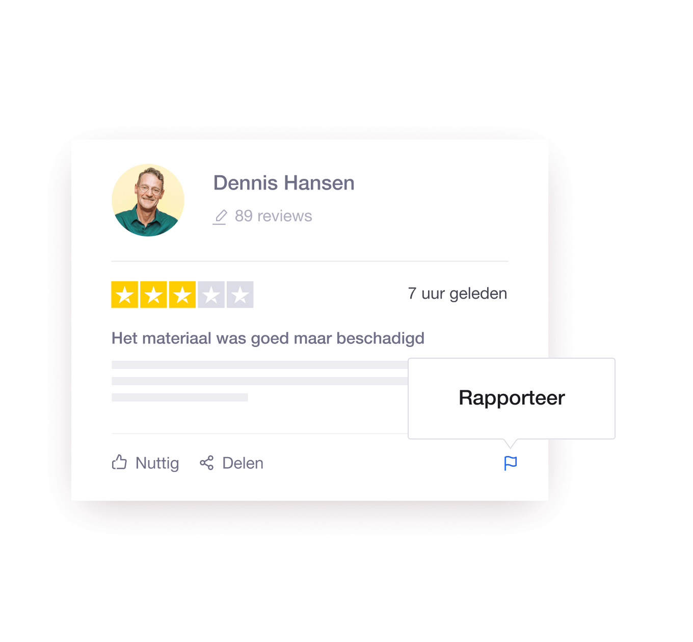 Illustration of Trustpilot's review flagging functionality NL - Jumbotron main image - desktop