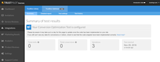 Conversion Optimization test screenshot Summary of Test Results TBO