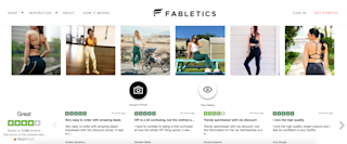 Screenshot of Fabletics page showcasing its credibility Screenshot of Fabletics page showcasing its credibility with user-generated photos and Trustpilot reviews
