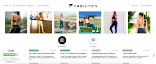 Screenshot of Fabletics page showcasing its credibility Screenshot of Fabletics page showcasing its credibility with user-generated photos and Trustpilot reviews