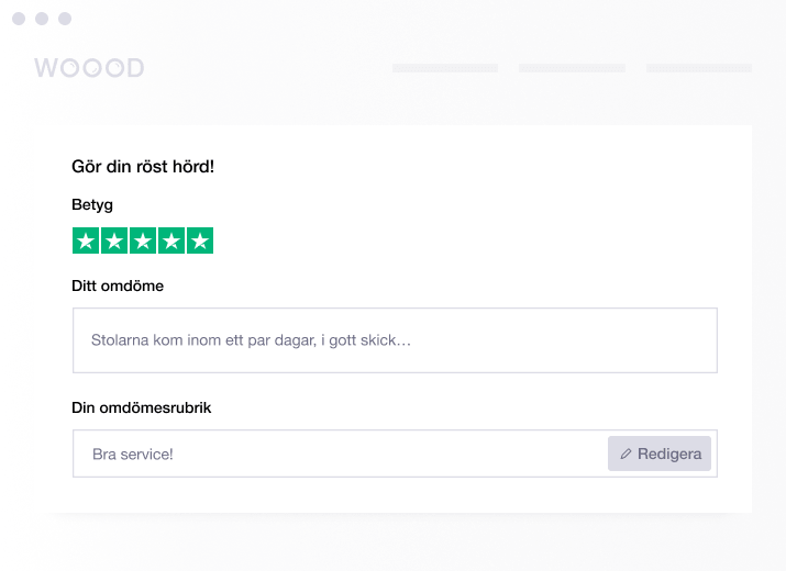 Product illustration of an embedded review form from Trustpilot SE - Embedded Review Form-min