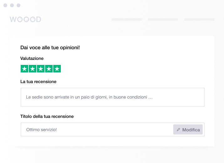 Product illustration of an embedded review form from Trustpilot IT - Embedded Review Form-min