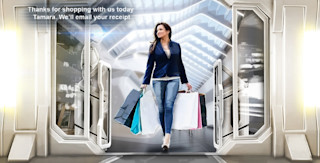 Woman shopping in the digital age, contactless payment woman-shopping-in-digital-age