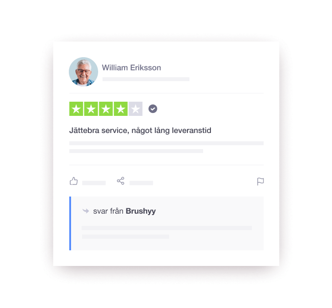 Product illustration of a Trustpilot review response example from a company to a consumer SE - Jumbotron main image - desktop