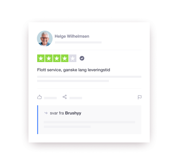 Product illustration of a Trustpilot review response example from a company to a consumer NO - Jumbotron main image - desktop