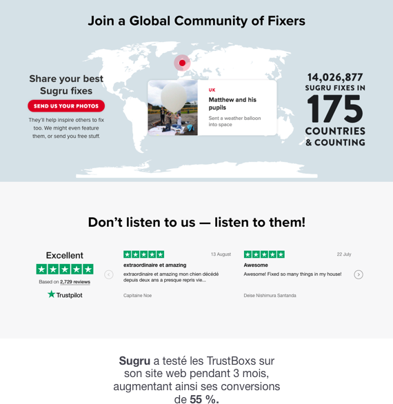 Trustpilot - example Trustbox Sugru trustboxes sugru case study FR