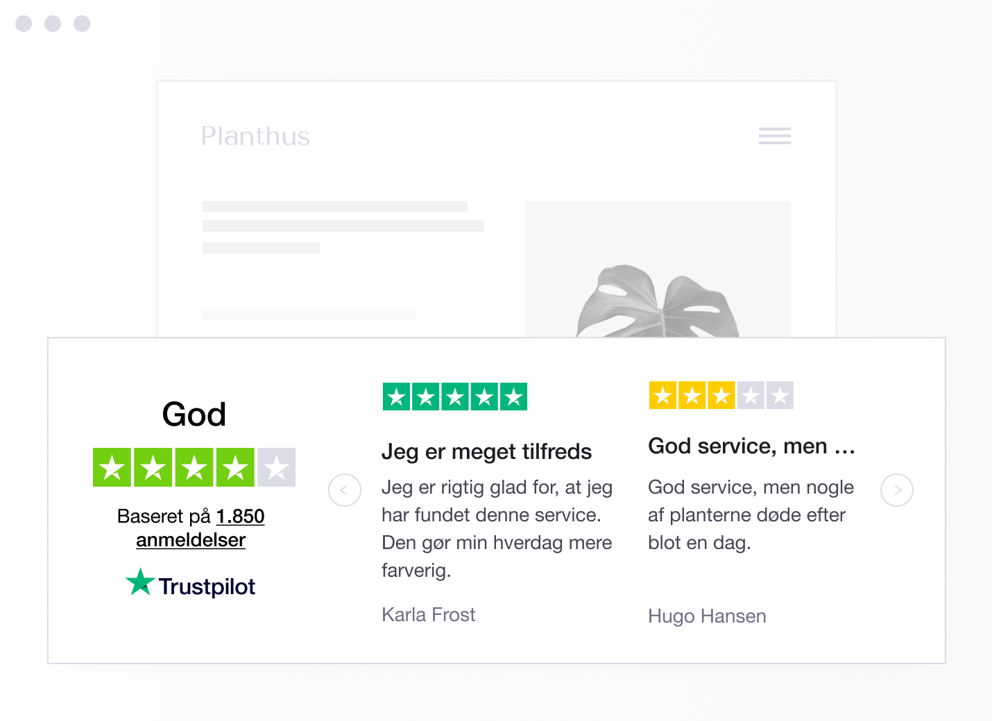 Product illustration of a specific type of Trustpilot TrustBox widget showing a carrousel with reviews DK - Trustbox Widgets-min