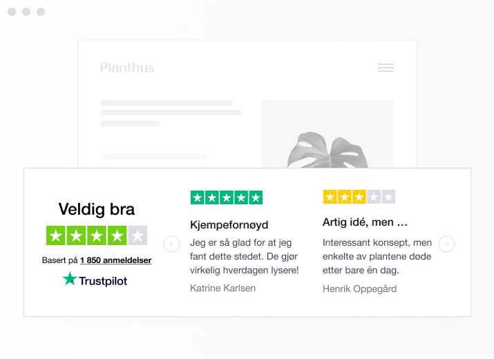 Product illustration of a specific type of Trustpilot TrustBox widget showing a carrousel with reviews NO - Trustbox Widgets