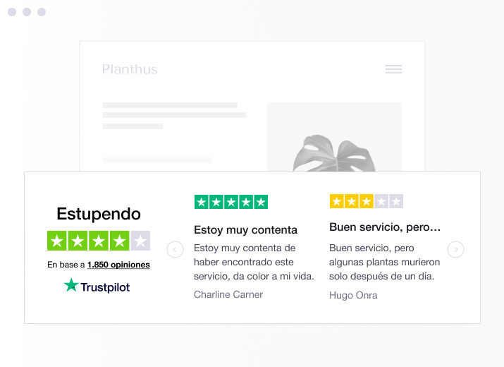 Product illustration of a specific type of Trustpilot TrustBox widget showing a carrousel with reviews ES - Trustbox Widgets