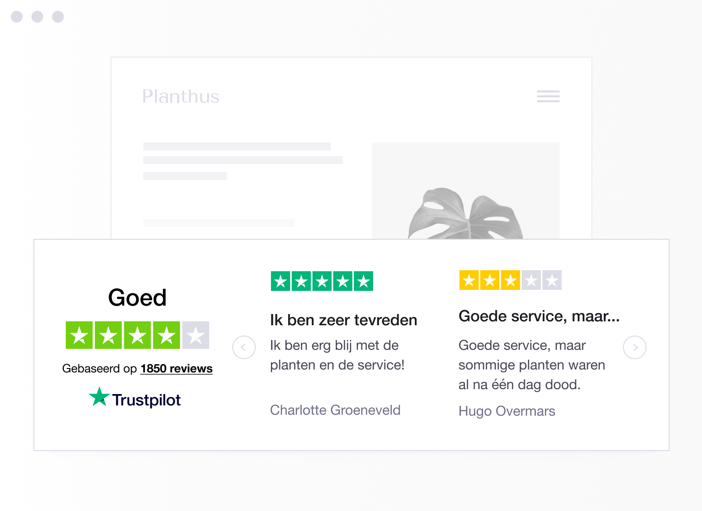 Product illustration of a specific type of Trustpilot TrustBox widget showing a carrousel with reviews NL - Trustbox Widgets-min