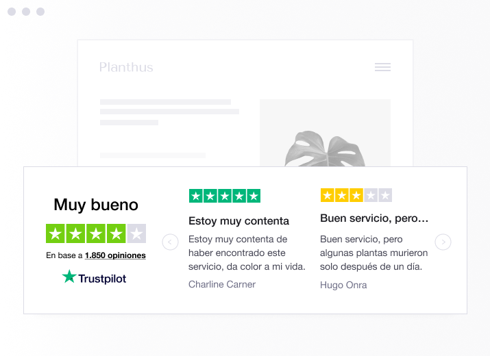 Product illustration of a specific type of Trustpilot TrustBox widget showing a carrousel with reviews ES - Trustbox Widgets