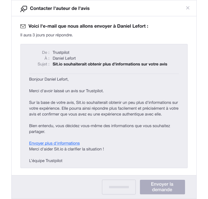 Illustration of Trustpilot's Find Review functionality Find-reviewer-tool-FR