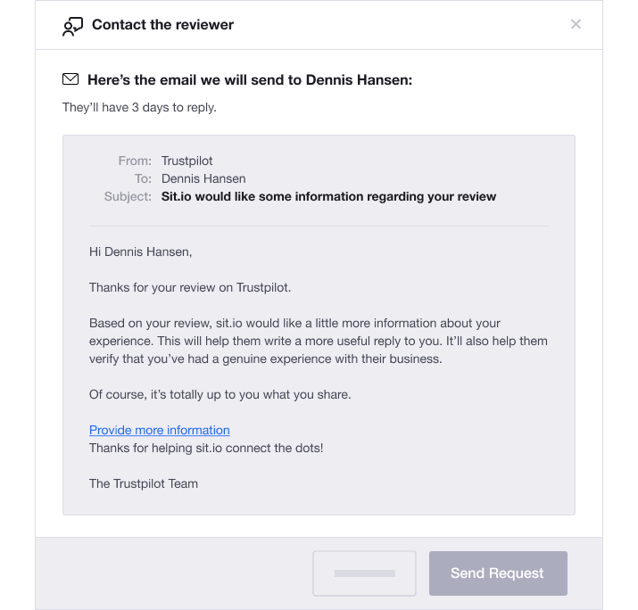 Illustration of Trustpilot's Find Review functionality Example of Trustpilot's Find Reviewer tool
