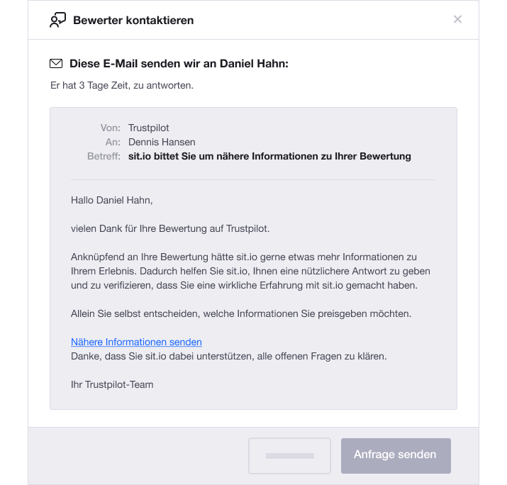 Illustration of Trustpilot's Find Review functionality Find-reviewer-tool-DE