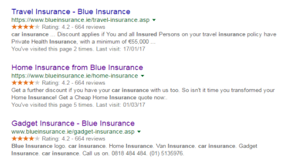 Blue Insurance's rich snippets Blue Insurance's rich snippets