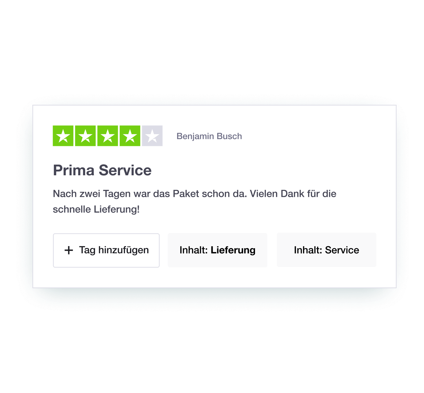 Illustration showing Trustpilot's Review Tagging feature DE - Jumbotron main image - desktop