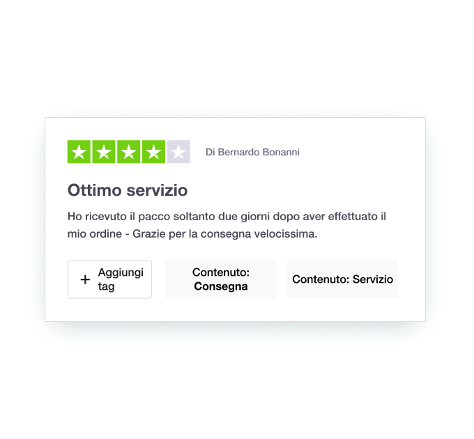 Illustration showing Trustpilot's Review Tagging feature IT - Jumbotron main image - desktop