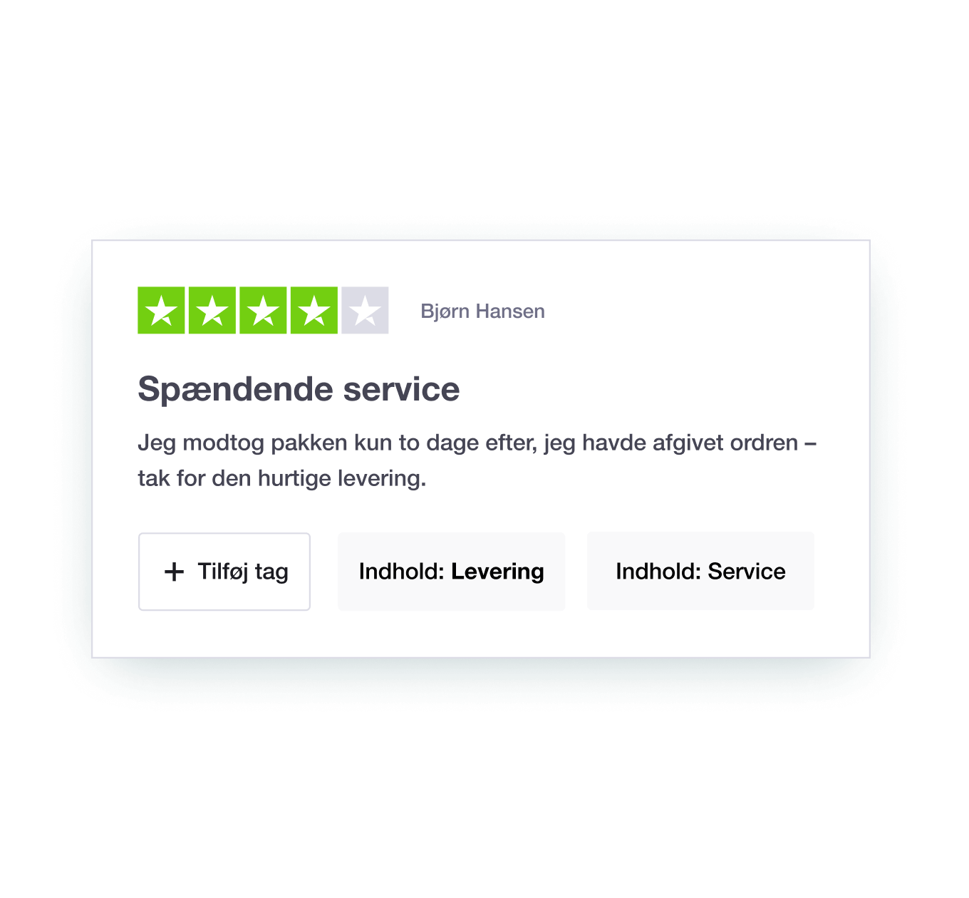 Illustration showing Trustpilot's Review Tagging feature DK - Jumbotron main image - desktop