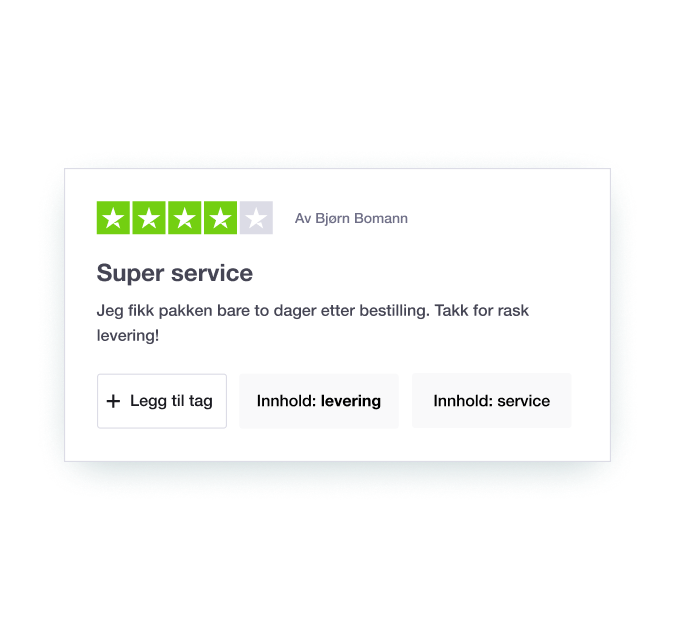 Illustration showing Trustpilot's Review Tagging feature NO - Jumbotron main image - desktop