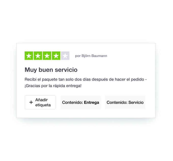 Illustration showing Trustpilot's Review Tagging feature ES - Jumbotron main image - desktop