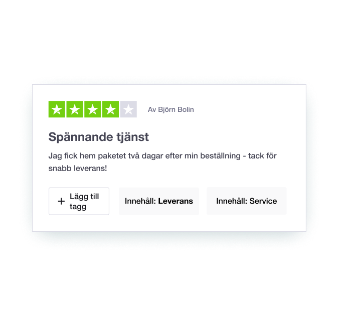 Illustration showing Trustpilot's Review Tagging feature SE - Jumbotron main image - desktop